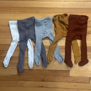 Set of Ribbed Knit Baby Tights